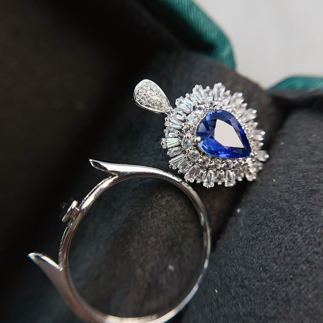 14k Gold 1.15 Ct Natural Sapphire & Diamond & Sapphire Ring/pendant( Without Chain ) - 5