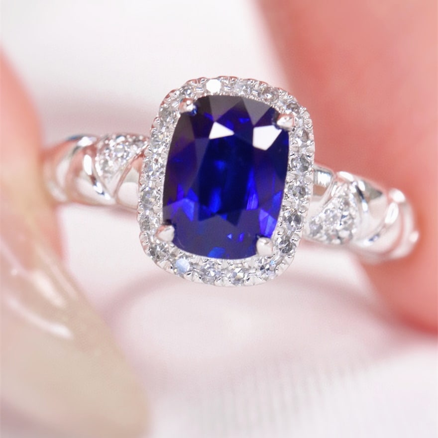 14k Gold 1.18 Ctw Natural Sapphire & Diamond Ring - 2