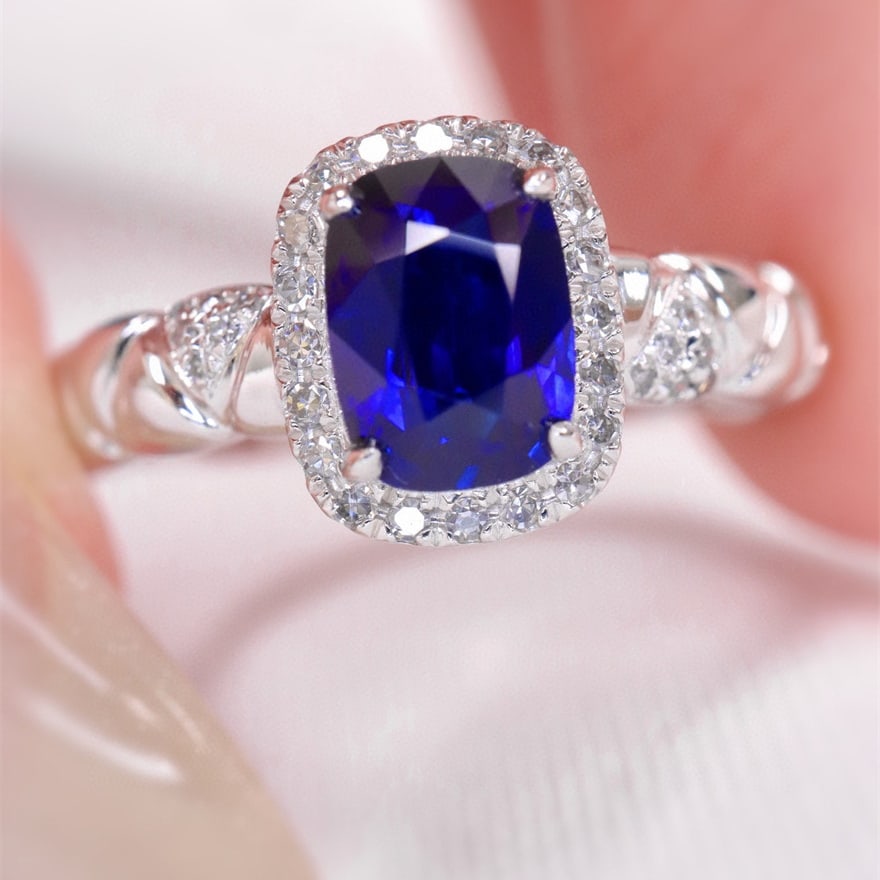 14k Gold 1.18 Ctw Natural Sapphire & Diamond Ring - 3