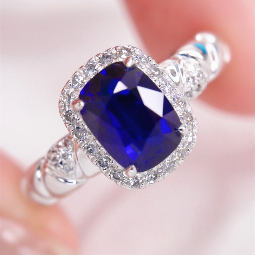 14k Gold 1.18 Ctw Natural Sapphire & Diamond Ring - 4