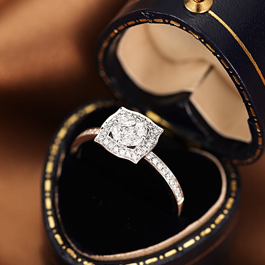 14k Gold 0.35 Ct Natural H Diamond Ring - 2