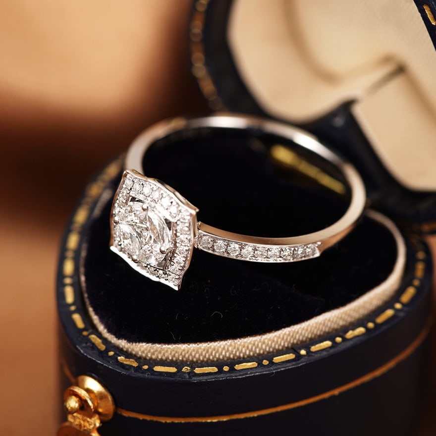 14k Gold 0.35 Ct Natural H Diamond Ring - 3