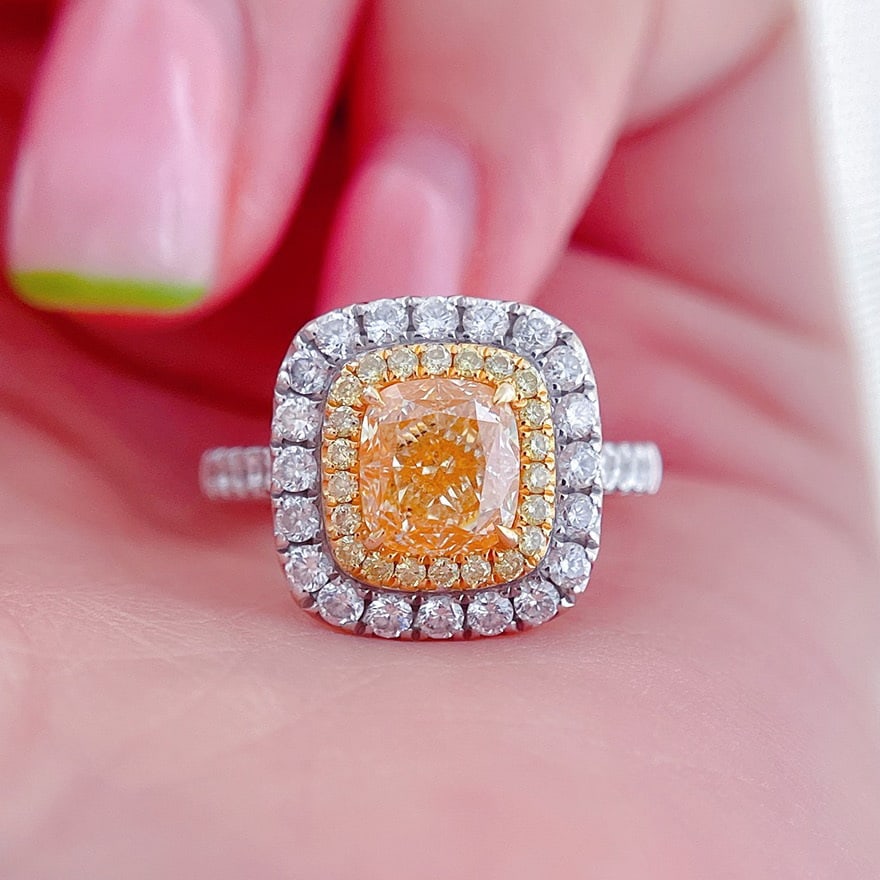 Gia Certified 14k Gold 2.08 Ctw Natural Yellow Diamond & Diamond Ring - 4