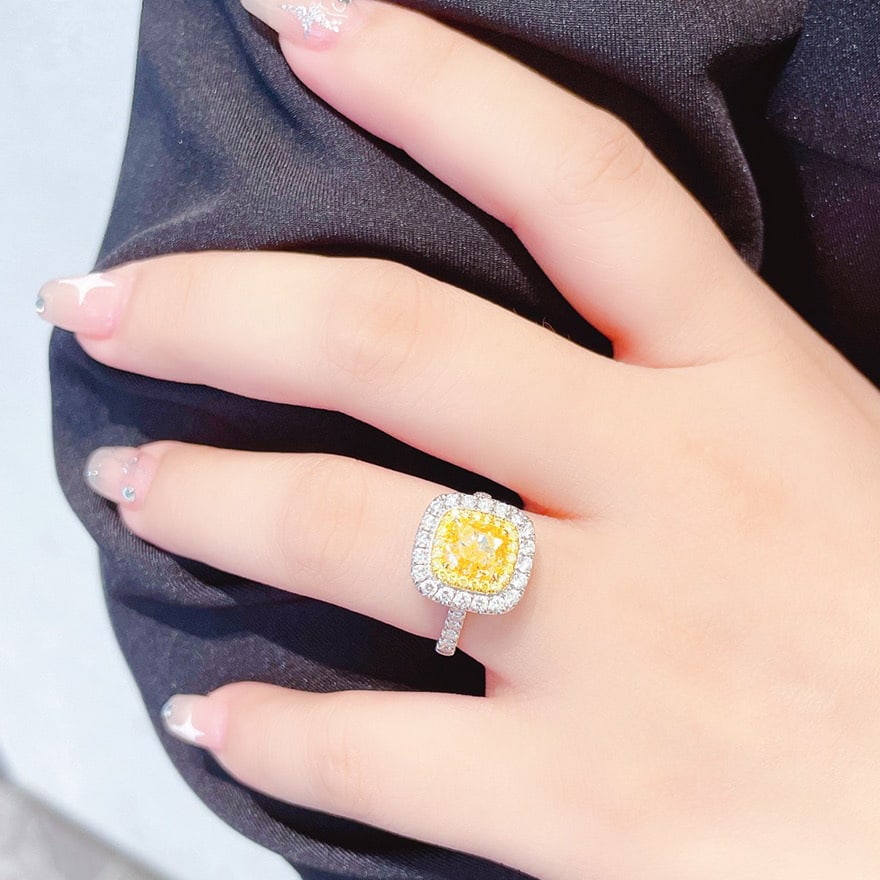 Gia Certified 14k Gold 2.08 Ctw Natural Yellow Diamond & Diamond Ring - 5