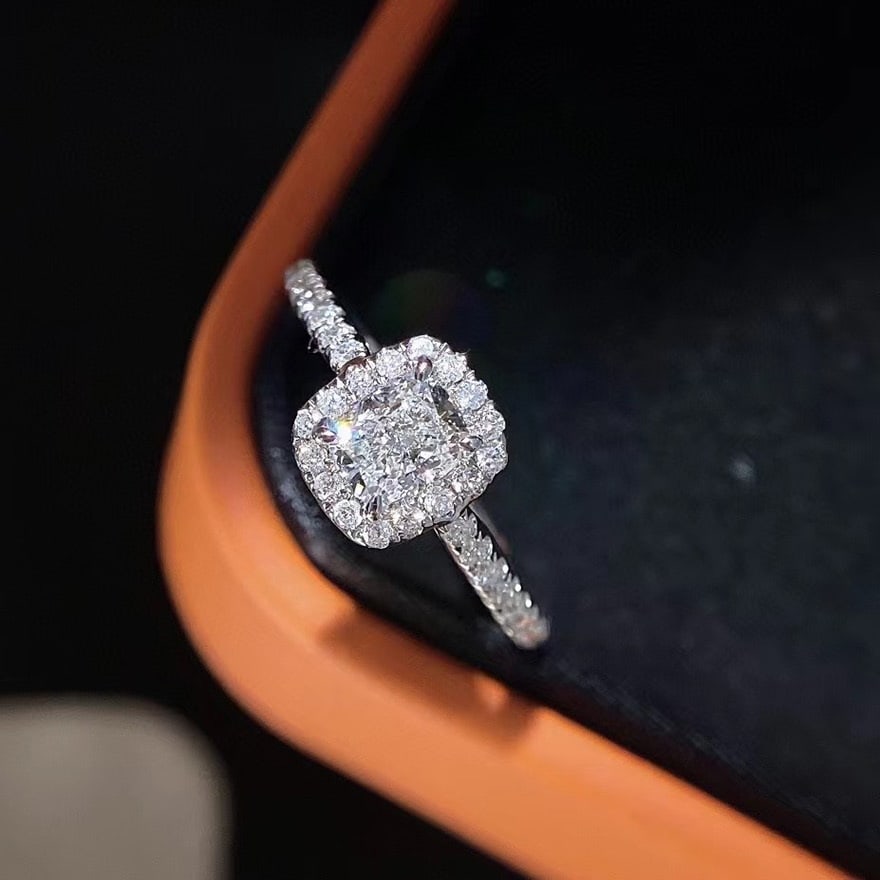 Gia Certified 14k Gold 0.50 Ct Natural H Vs1 Cushion Diamond Ring - 2