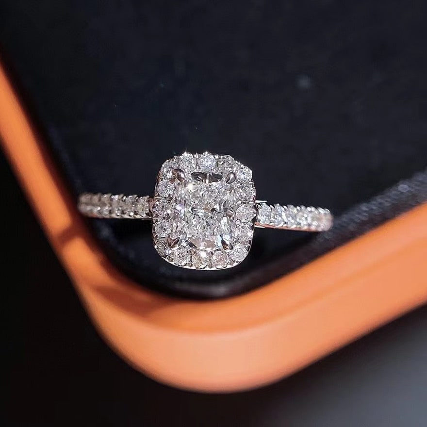 Gia Certified 14k Gold 0.50 Ct Natural H Vs1 Cushion Diamond Ring - 3