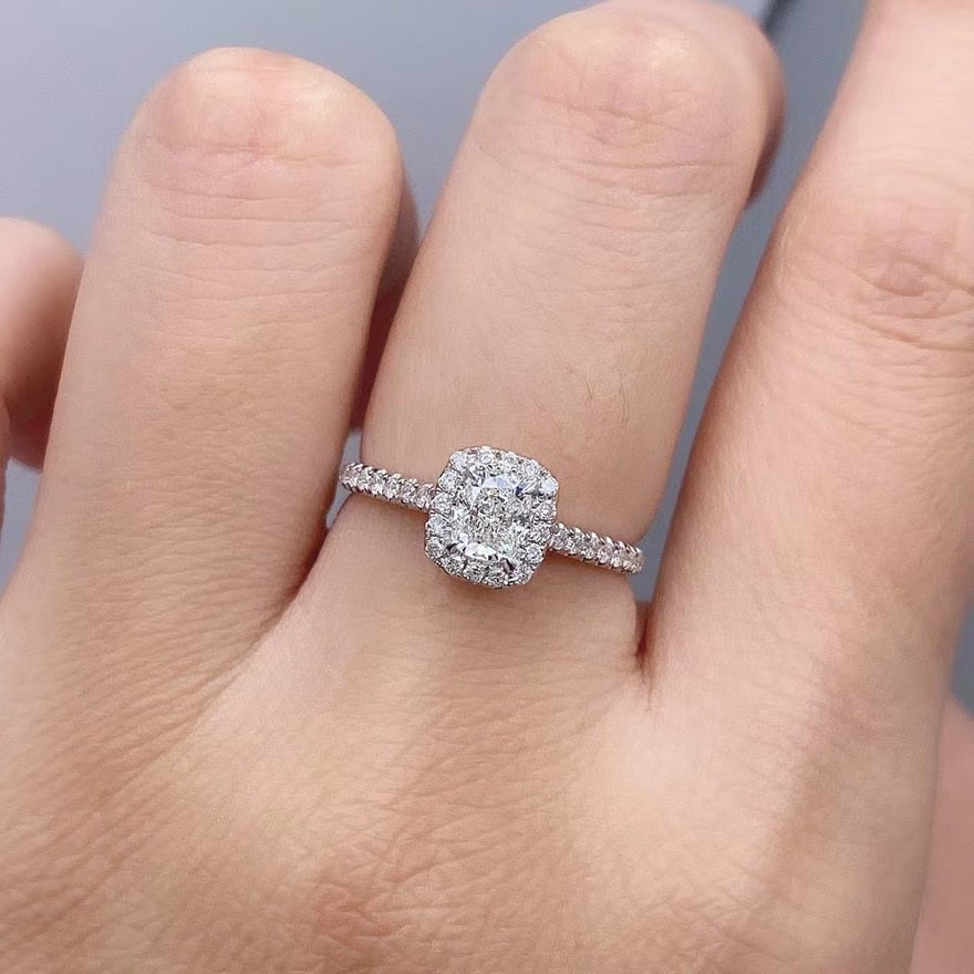 Gia Certified 14k Gold 0.50 Ct Natural H Vs1 Cushion Diamond Ring - 4