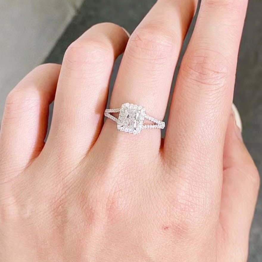 Gia Certified 14k Gold 0.72 Ct Natural G Vs1 Radiant Diamond Ring - 3