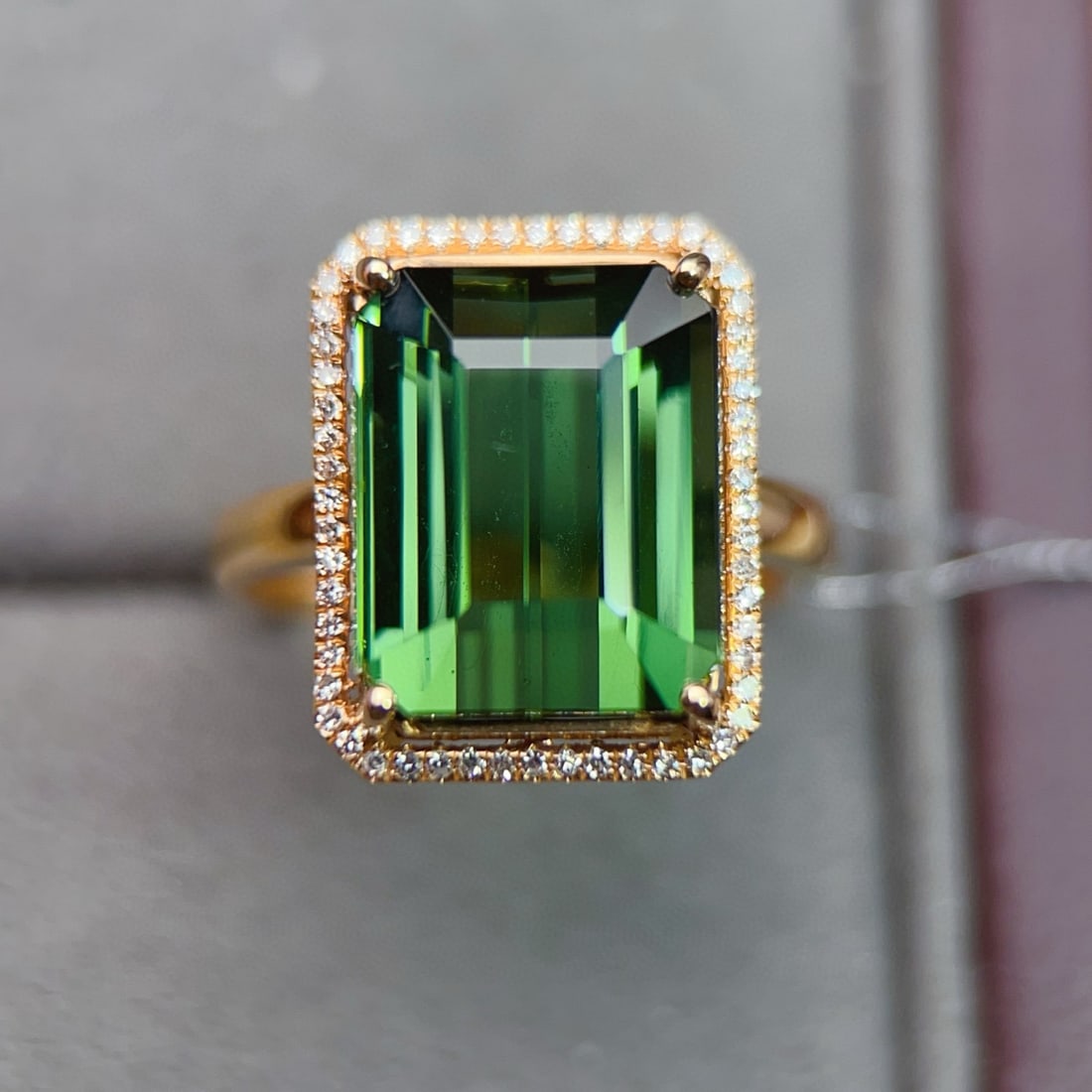 14k Gold 9.02 Ctw Natural Tourmaline & Diamond Ring - 2