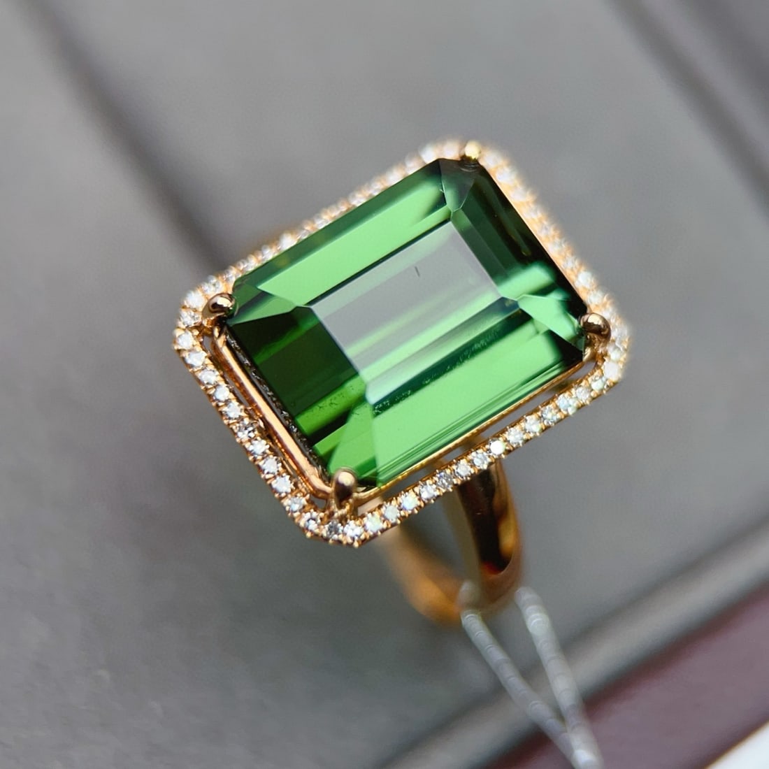 14k Gold 9.02 Ctw Natural Tourmaline & Diamond Ring - 4