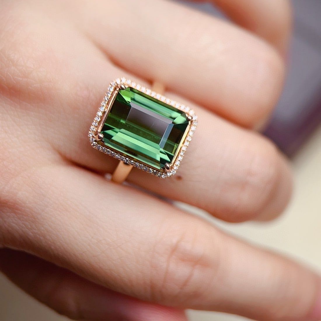 14k Gold 9.02 Ctw Natural Tourmaline & Diamond Ring - 6