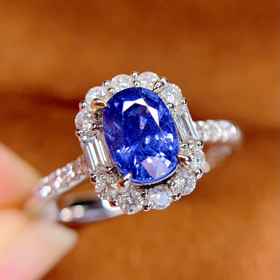 14k Gold 1.32 Ct Natural Sapphire & Diamond Ring - 3