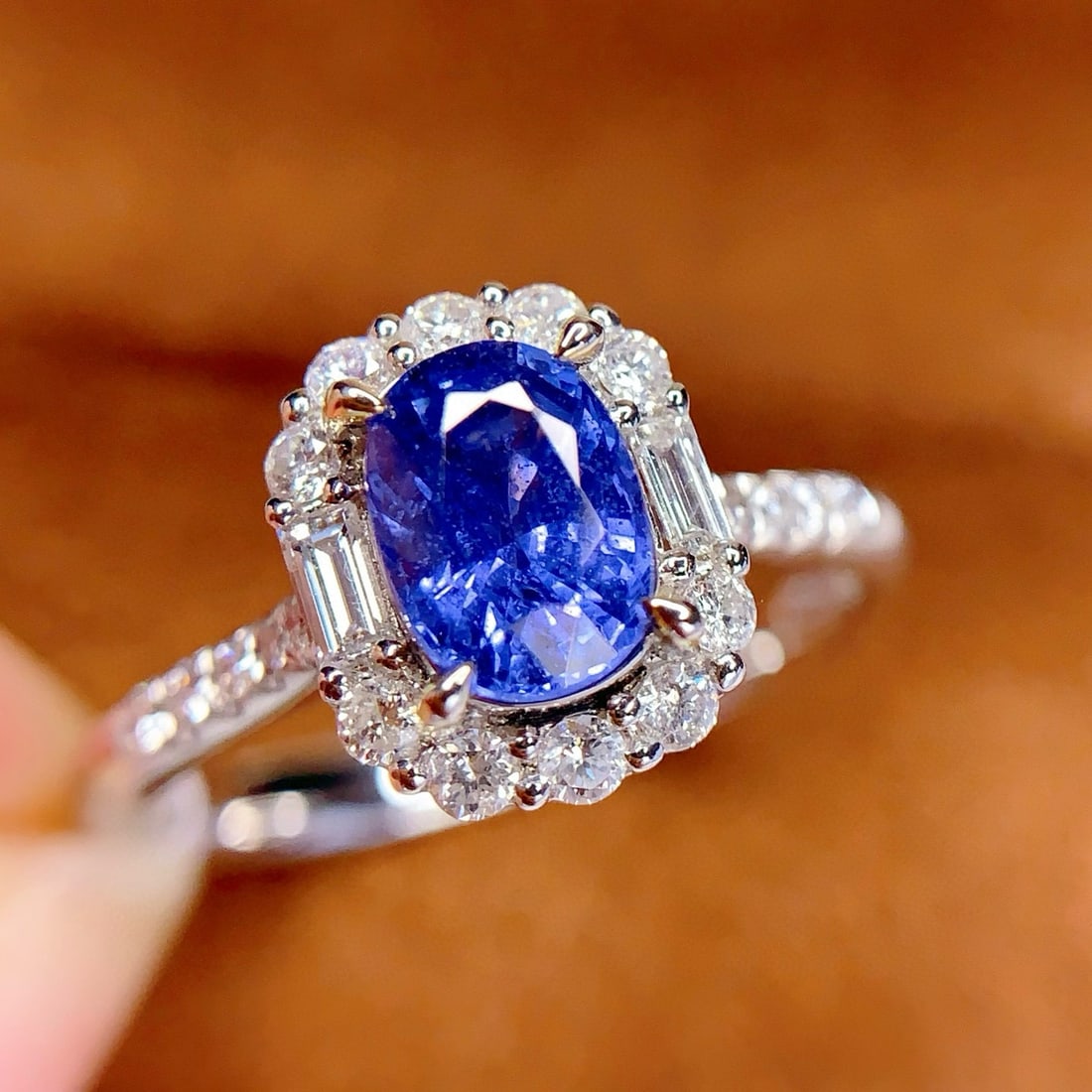 14k Gold 1.32 Ct Natural Sapphire & Diamond Ring - 4