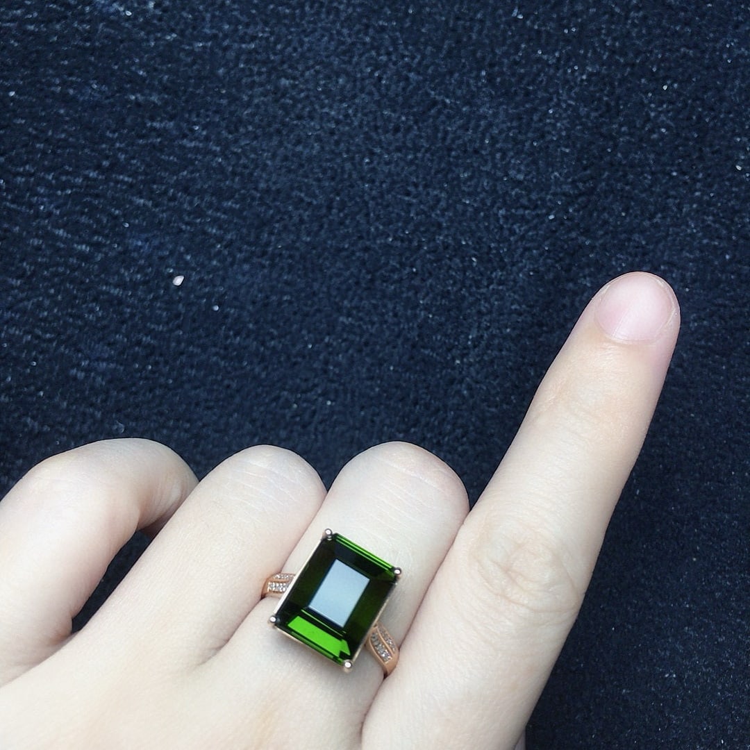 14k Gold 9.28 Ct Natural Tourmaline & Diamond Ring - 5