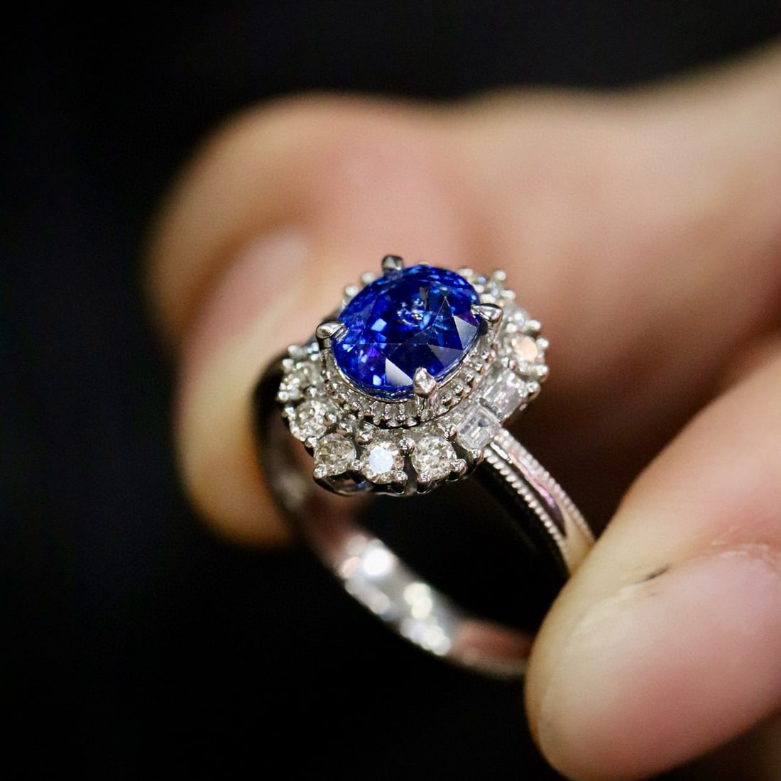 14k Gold 2.13 Ctw Natural Sapphire & Diamond Ring - 3