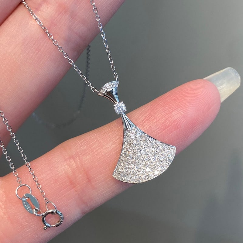 14k Gold 0.46 Ct Natural H Diamond Necklace - 2