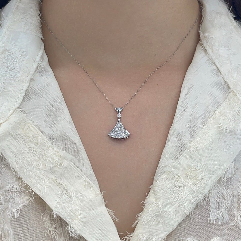 14k Gold 0.46 Ct Natural H Diamond Necklace - 4
