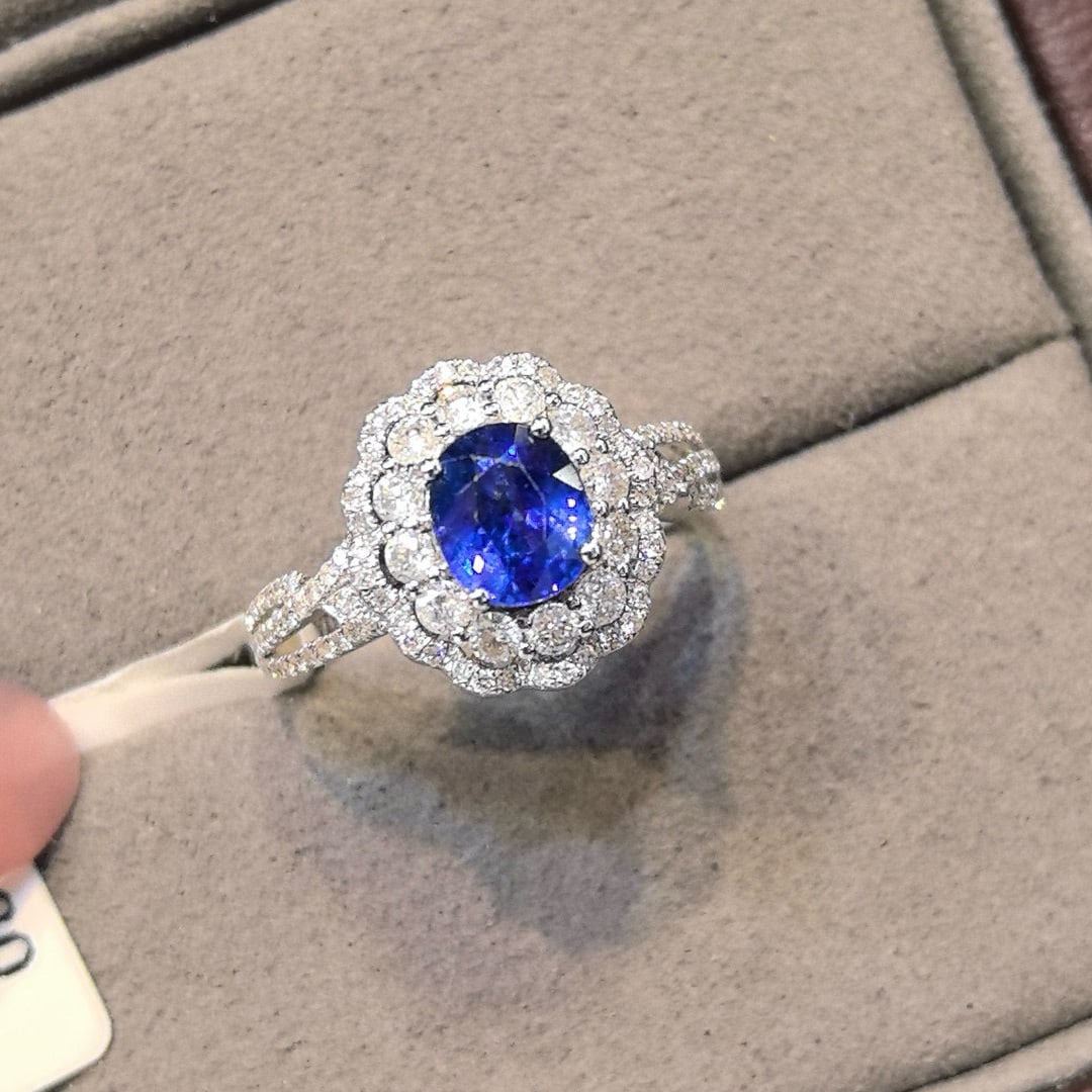 14k Gold 1.64 Ctw Natural Sapphire & Diamond Ring - 3