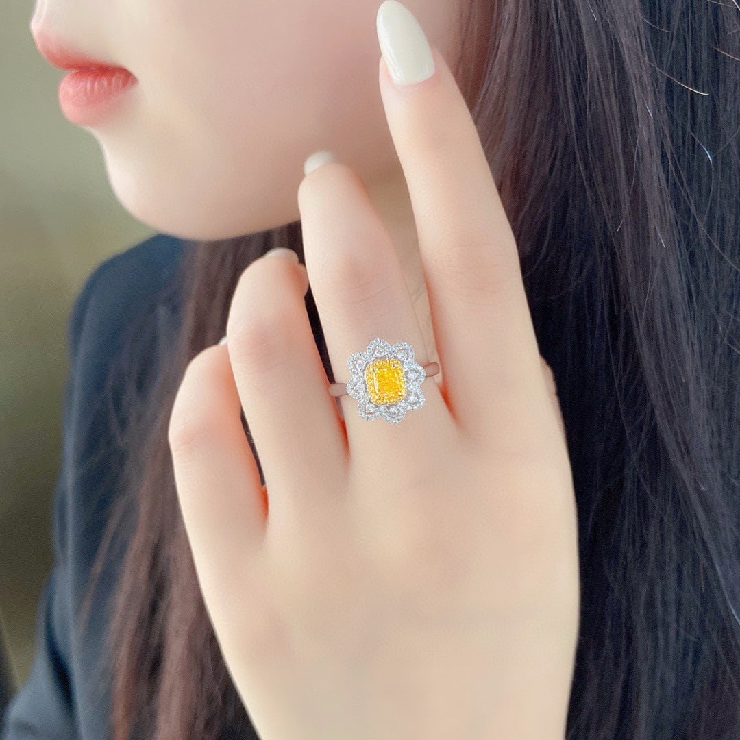 Gia Certified 14k Gold 0.92 Ctw Natural Yellow Diamond & Diamond Ring/pendant( Without Chain ) - 5