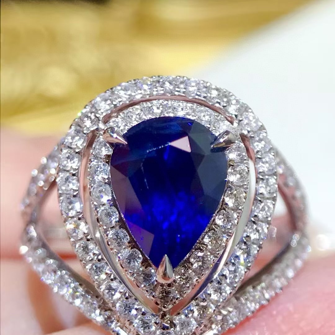 14k Gold 3.25 Ctw Natural Sapphire & Diamond Ring - 2