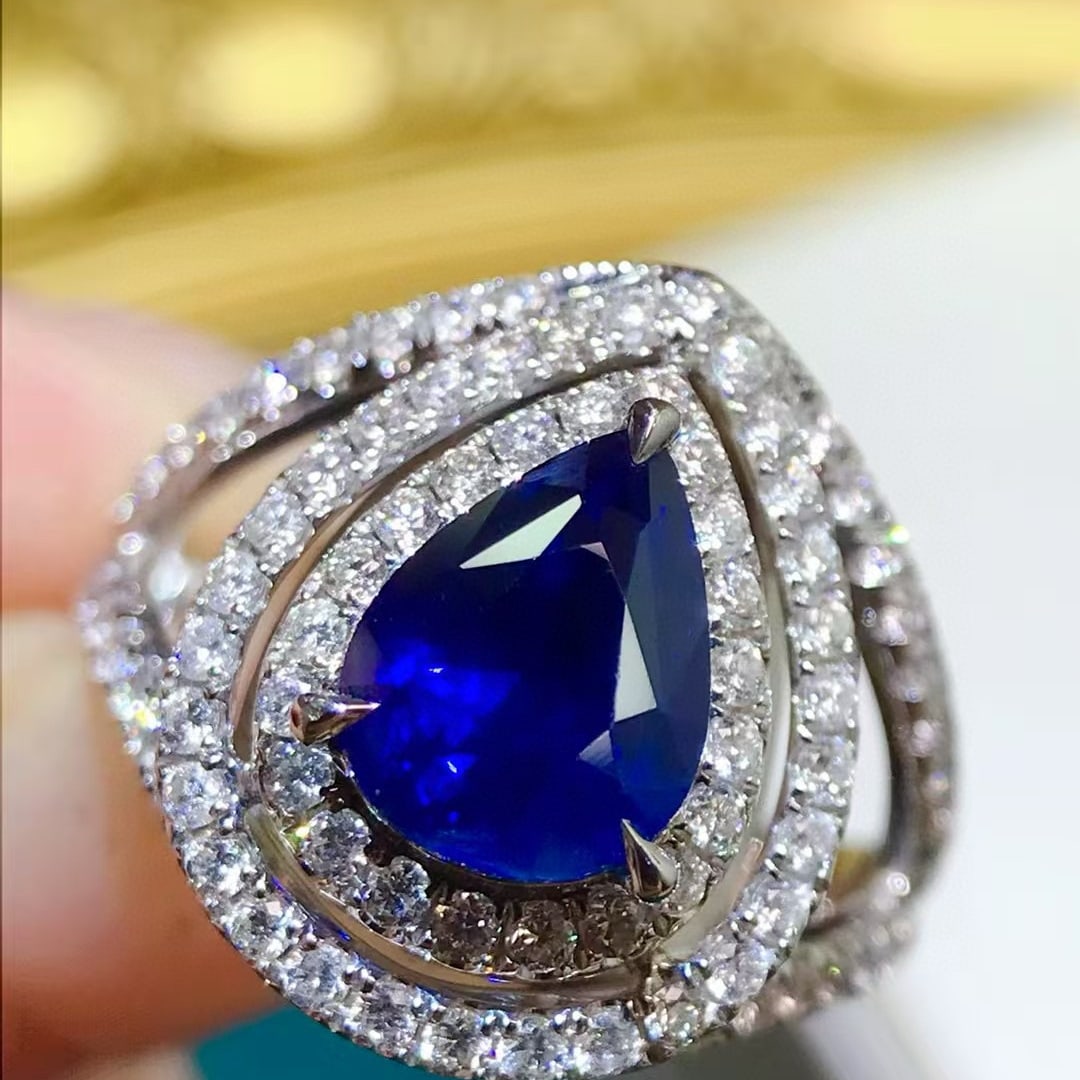 14k Gold 3.25 Ctw Natural Sapphire & Diamond Ring - 3
