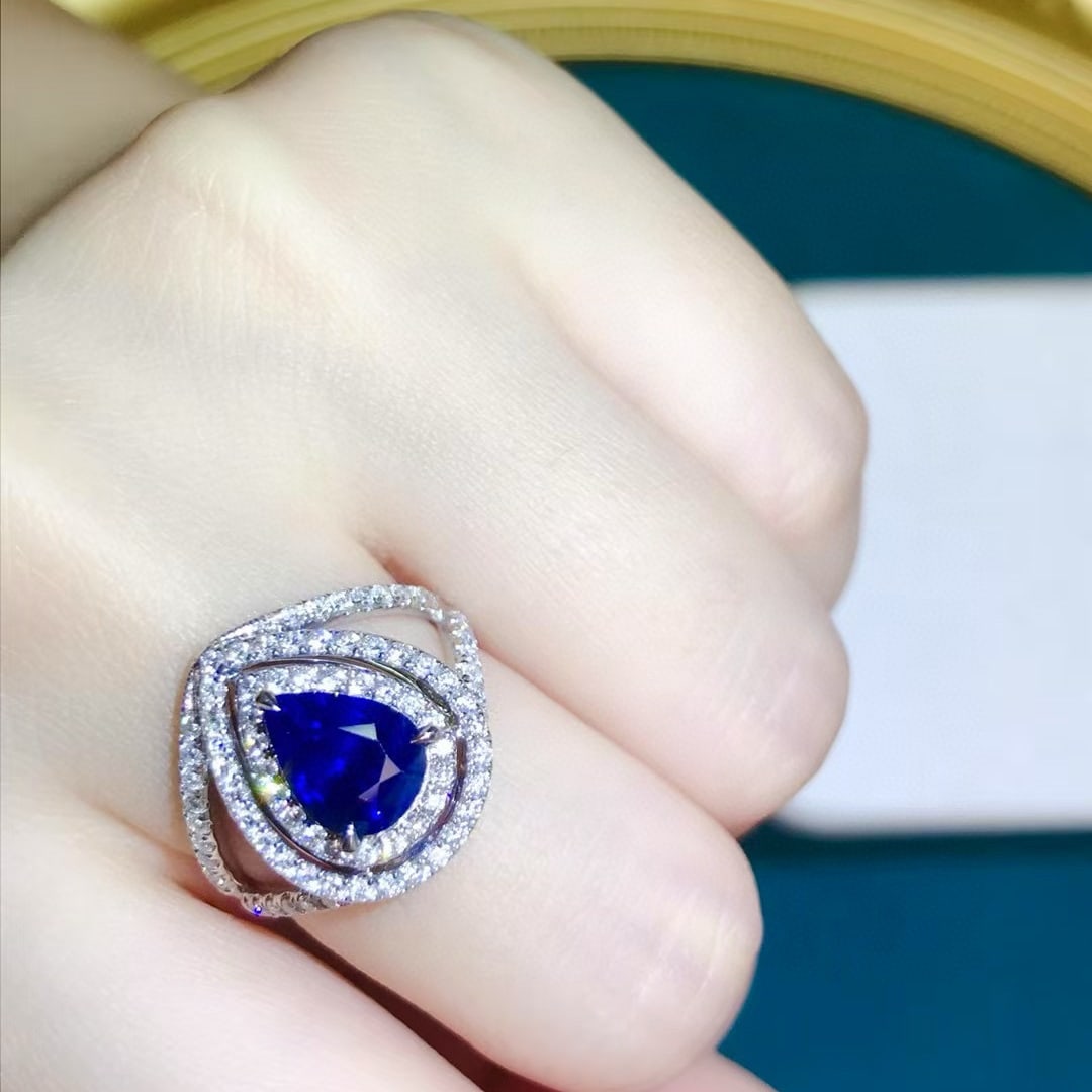 14k Gold 3.25 Ctw Natural Sapphire & Diamond Ring - 4
