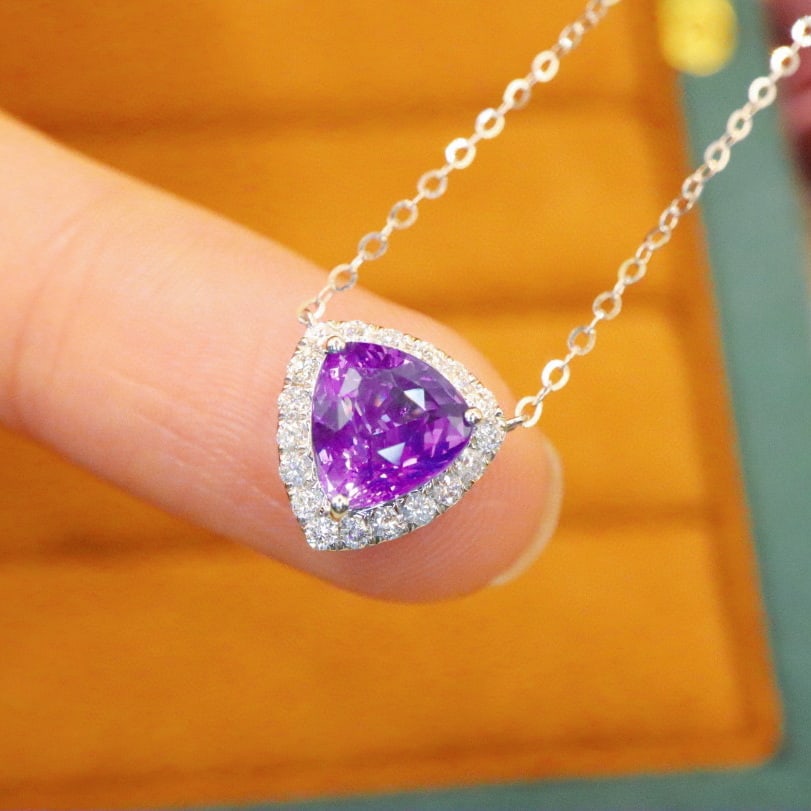 14k Gold 2.24 Ctw Natural Sapphire & Diamond Necklace - 3