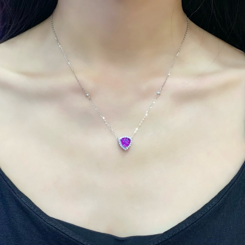14k Gold 2.24 Ctw Natural Sapphire & Diamond Necklace - 5
