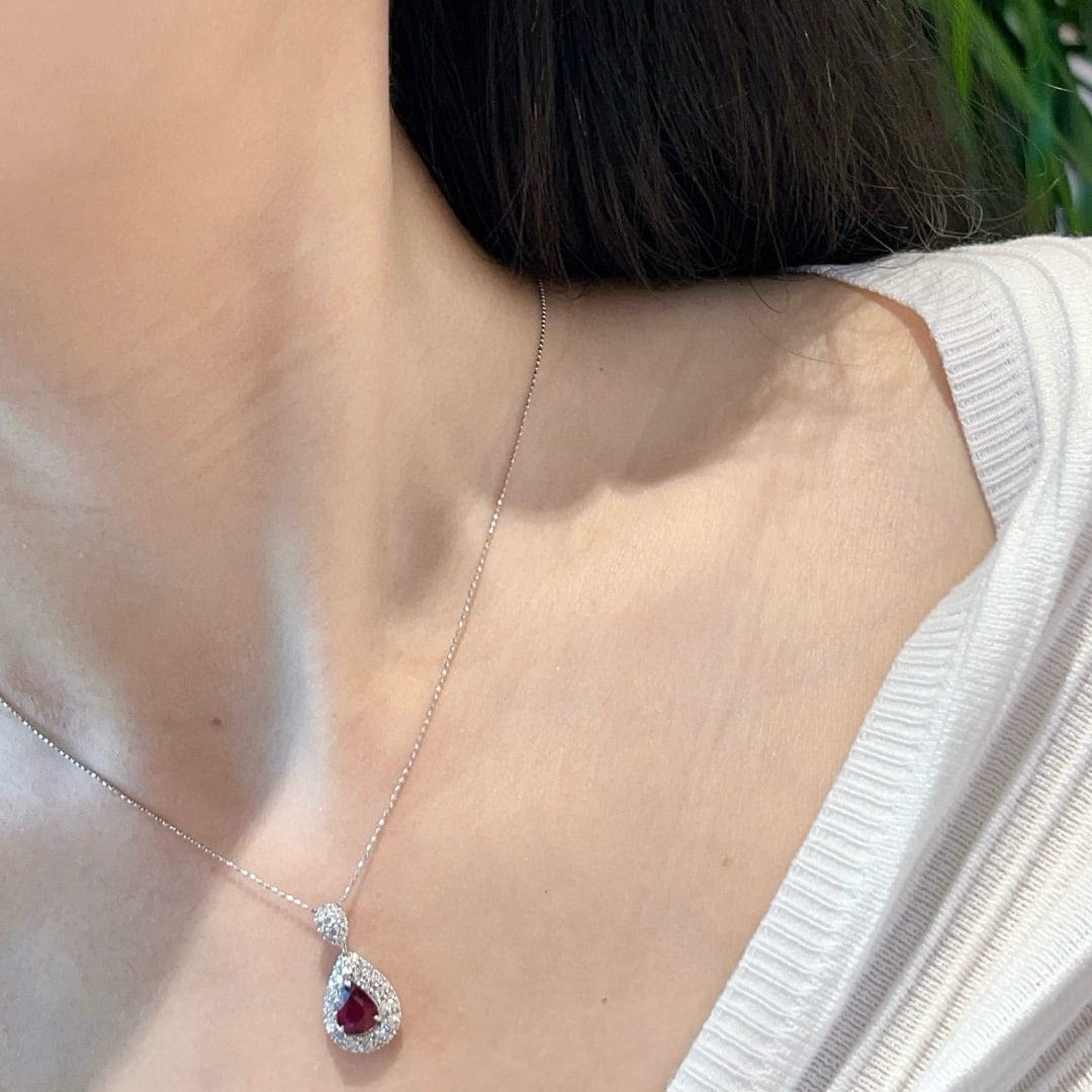 14k Gold 1.03 Ct Natural Ruby & Diamond Pendant( Without Chain ) - 3