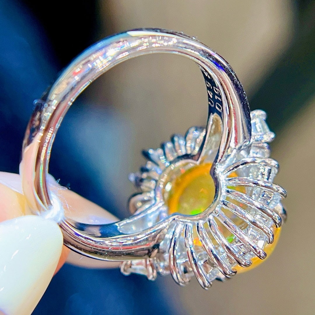 14k Gold 3.83 Ctw Natural Opal & Diamond Ring - 3