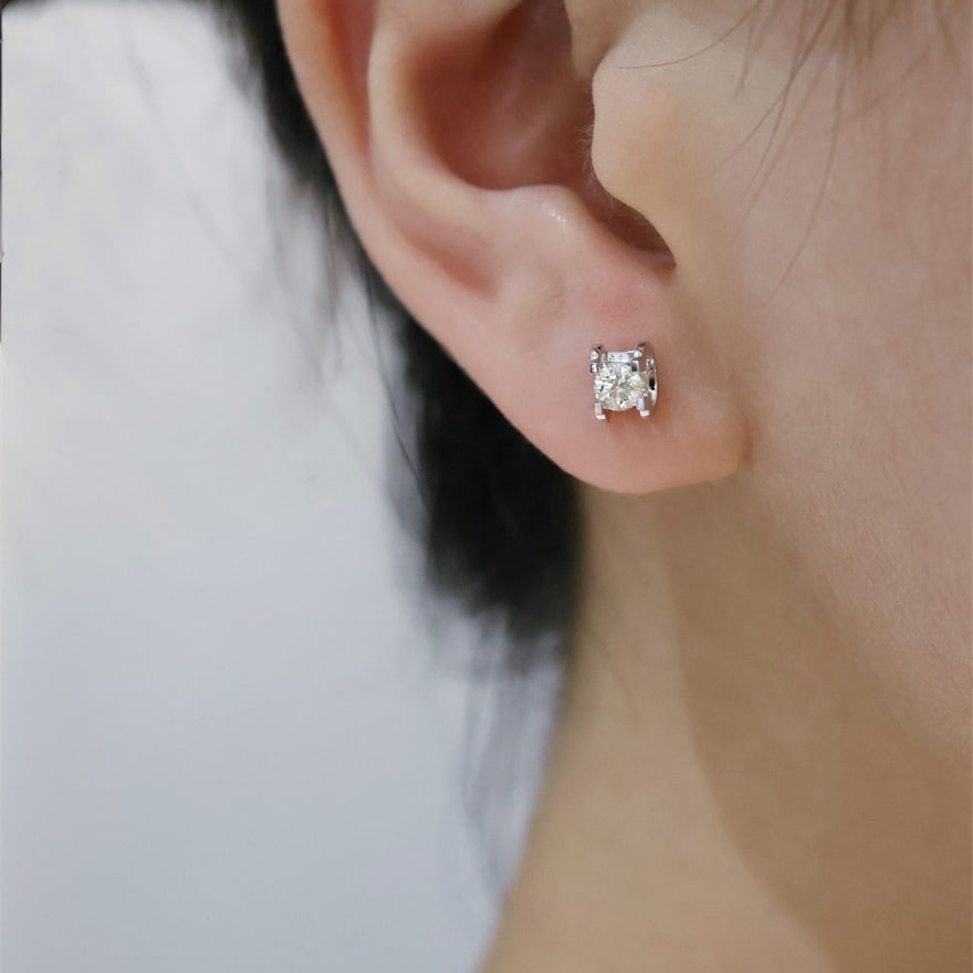 14k Gold 0.30 Ct Natural H Diamond Earrings - 2