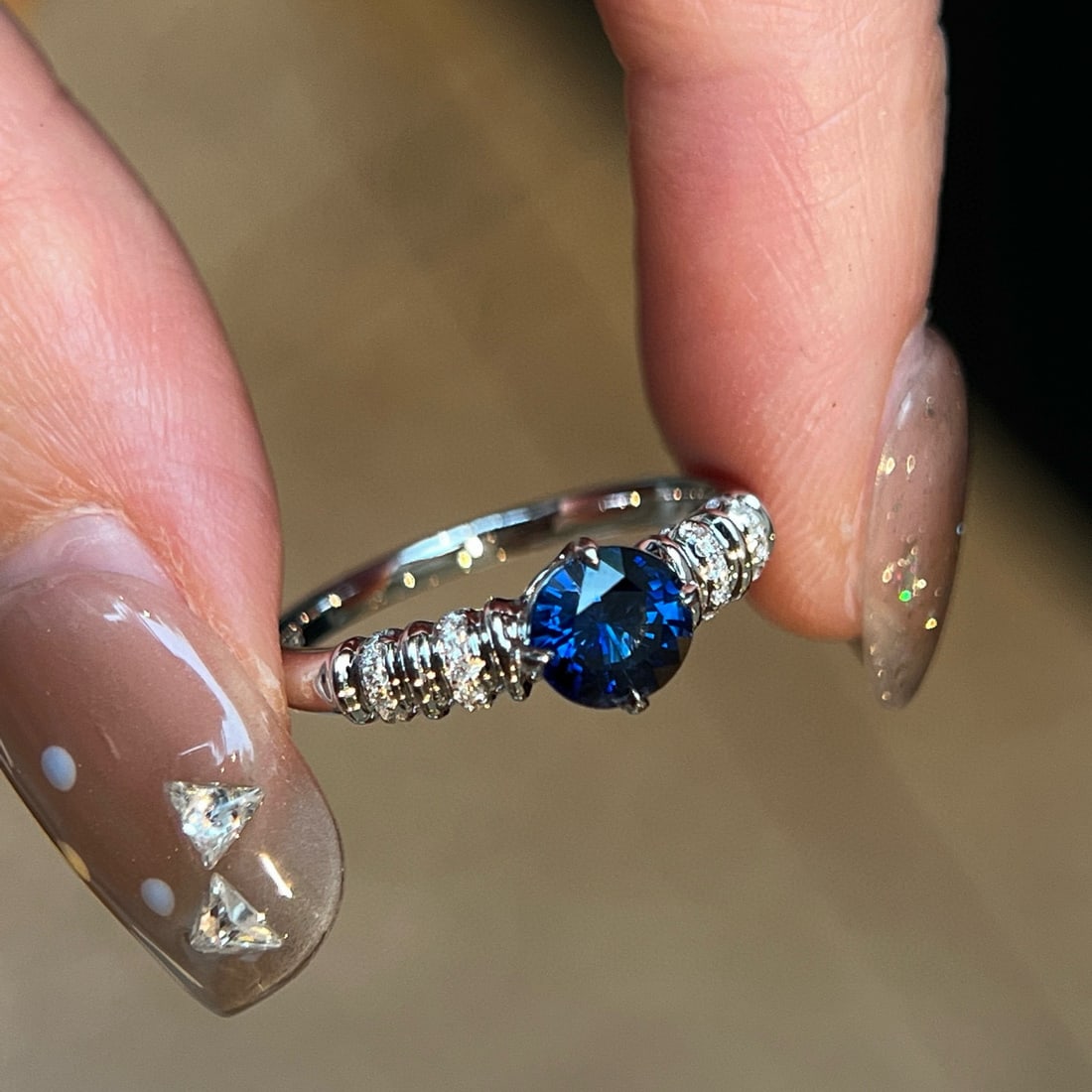 14k Gold 1.01 Ctw Natural Sapphire & Diamond Ring - 2