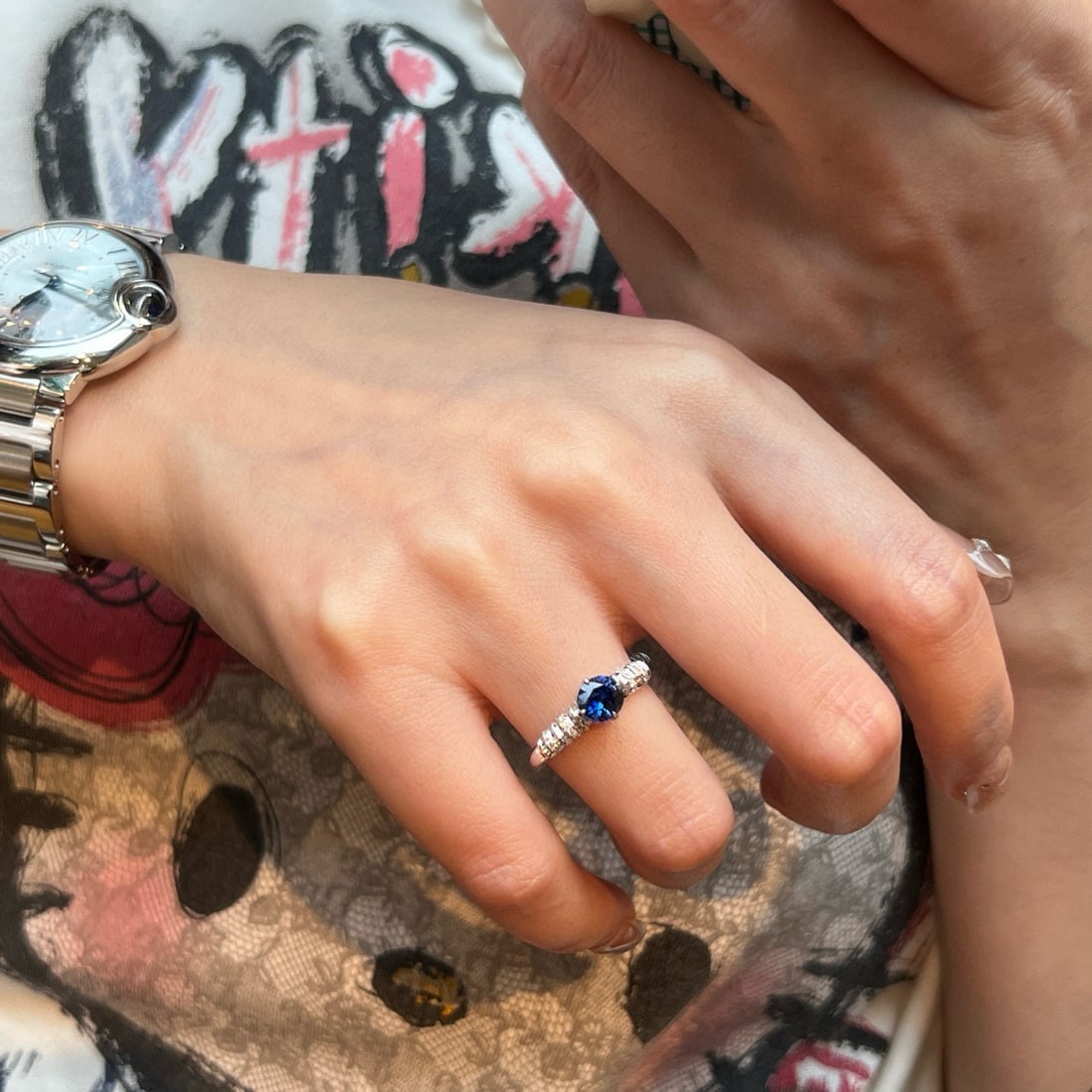 14k Gold 1.01 Ctw Natural Sapphire & Diamond Ring - 4