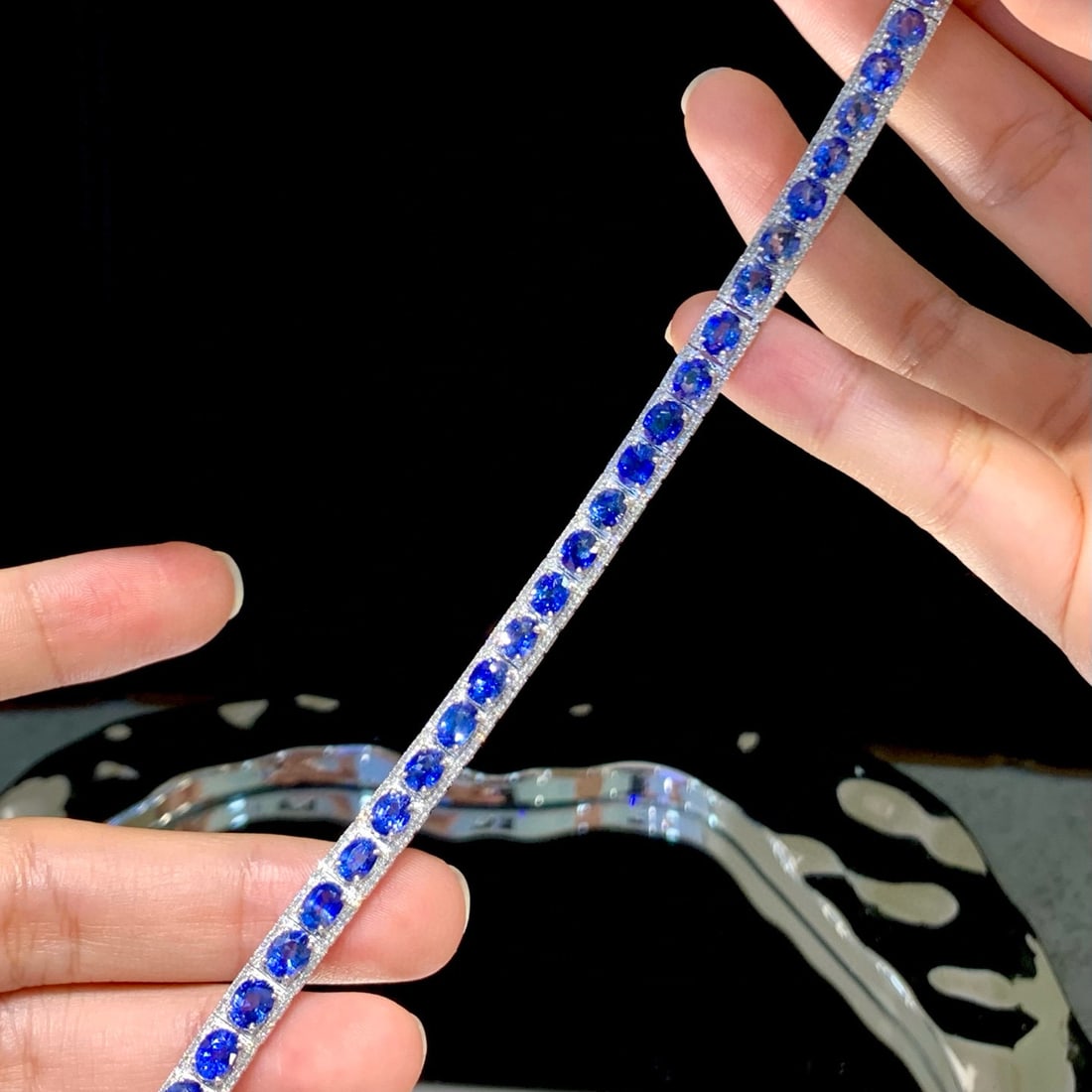 14k Gold 15.1 Ct Natural Sapphire & Diamond Bracelet - 2