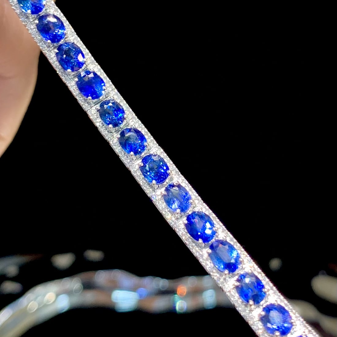 14k Gold 15.1 Ct Natural Sapphire & Diamond Bracelet - 3