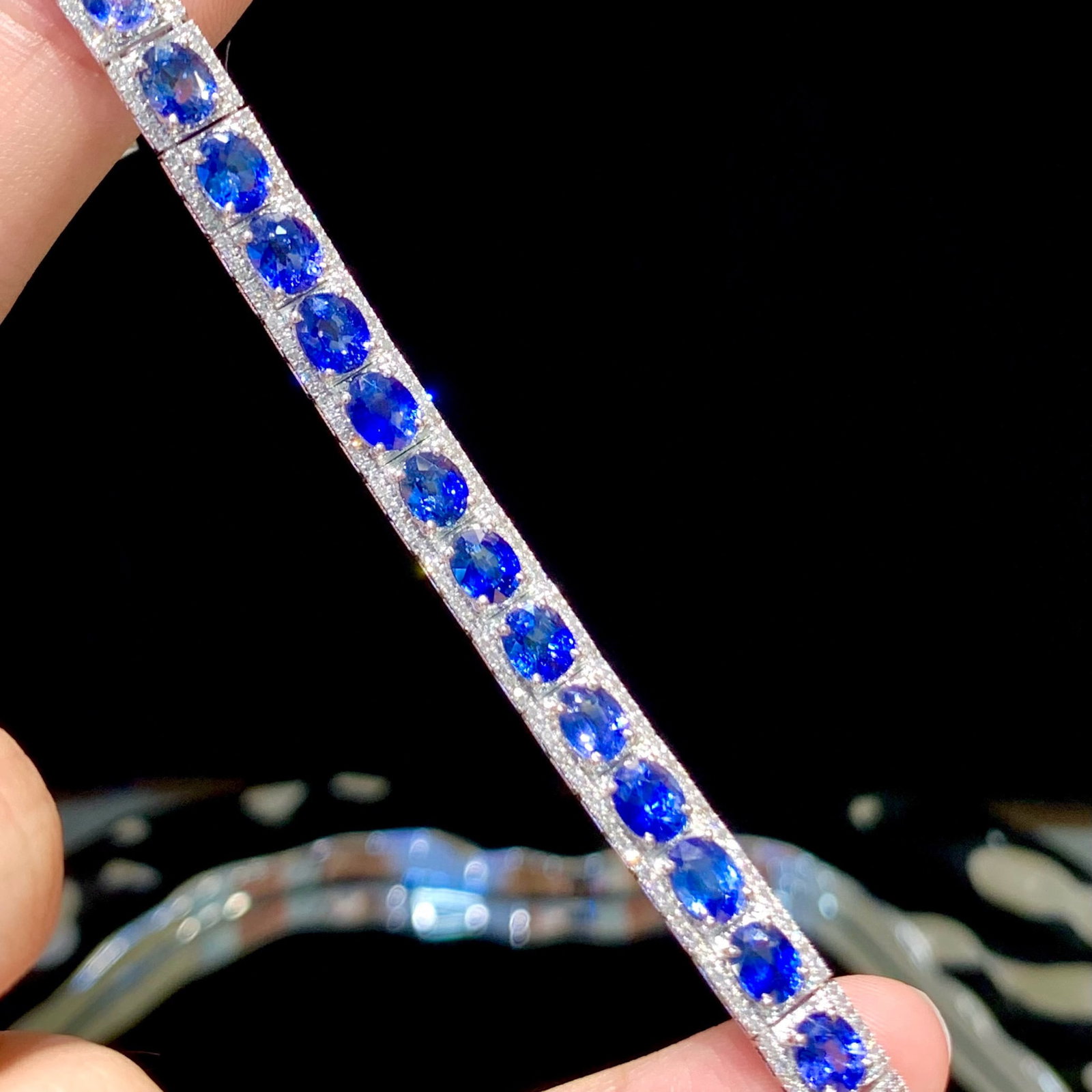 14k Gold 15.1 Ct Natural Sapphire & Diamond Bracelet - 6