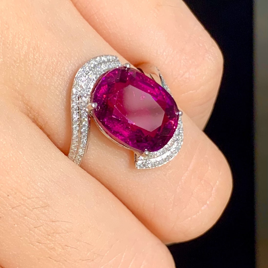 14k Gold 5 Ct Natural Tourmaline & Diamond Ring - 6
