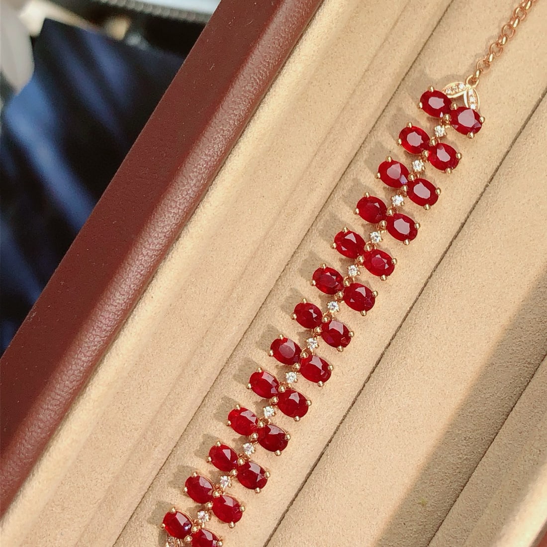 14k Gold 7.35 Ct Natural Ruby & Diamond Bracelet - 2