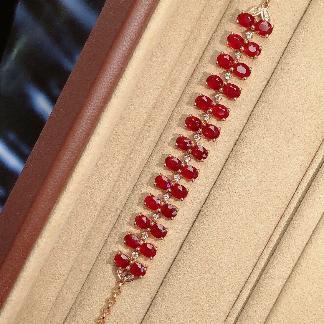 14k Gold 7.35 Ct Natural Ruby & Diamond Bracelet - 3