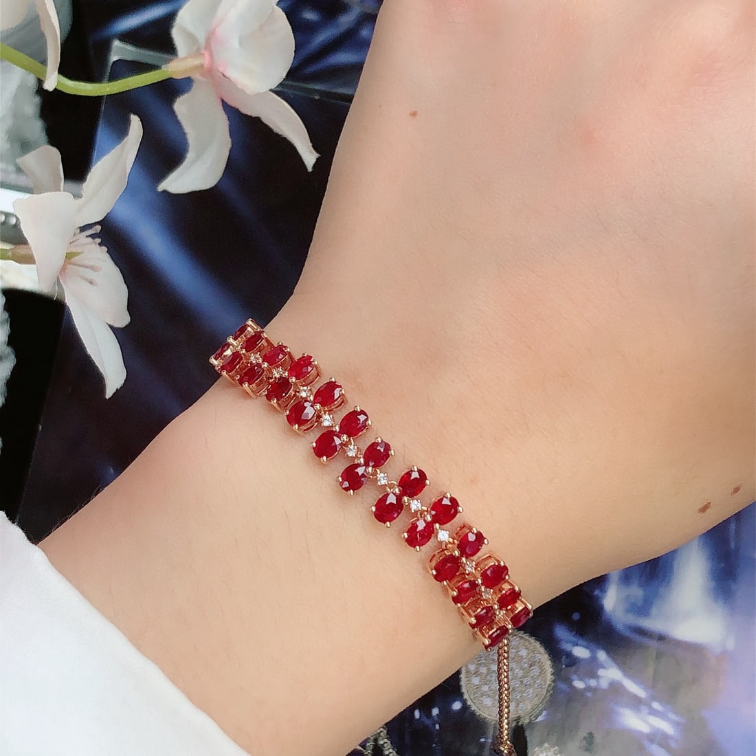 14k Gold 7.35 Ct Natural Ruby & Diamond Bracelet - 4