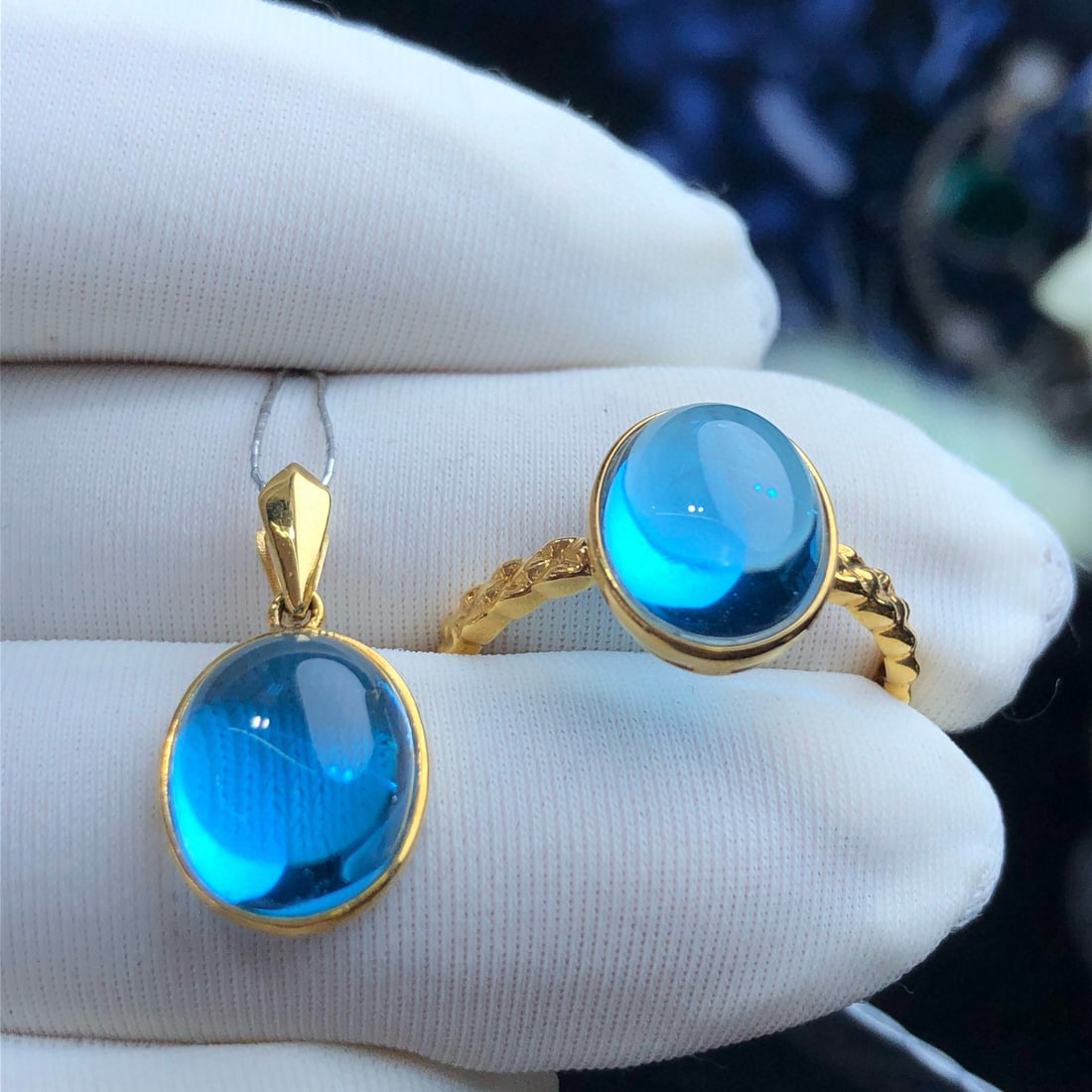 14k Gold 8.94 Ctw Natural Topaz Jewelry Set - 2