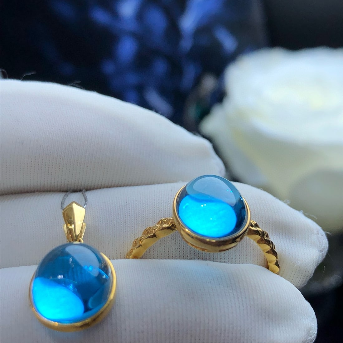 14k Gold 8.94 Ctw Natural Topaz Jewelry Set - 3