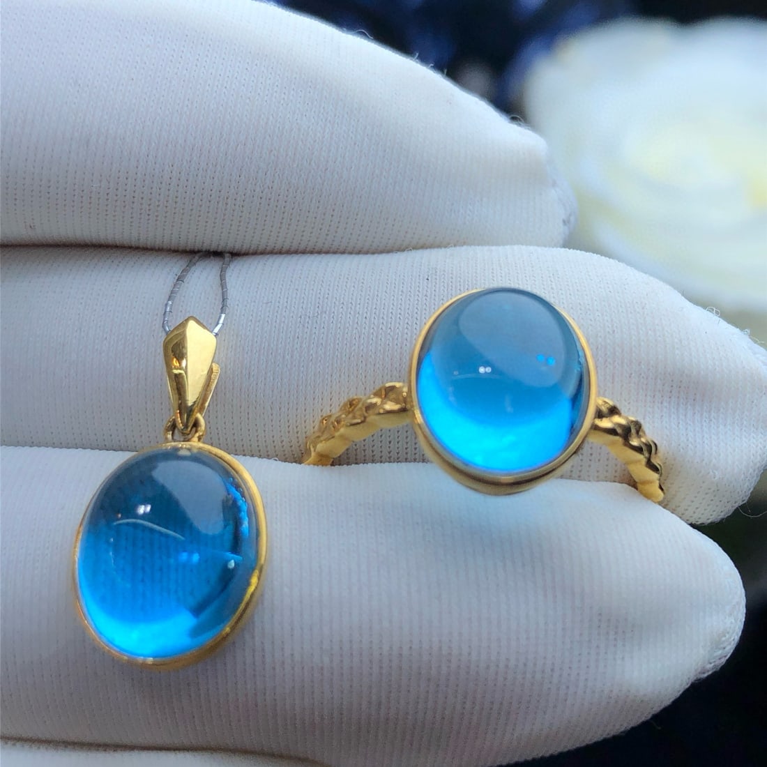 14k Gold 8.94 Ctw Natural Topaz Jewelry Set - 4