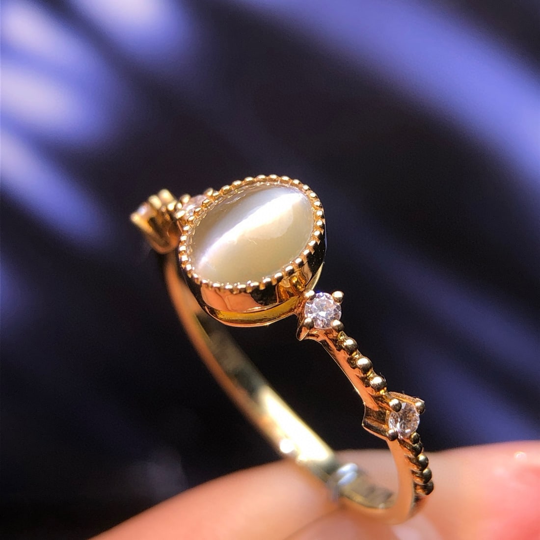 14k Gold 0.98 Ctw Natural Cat's?Eye Chrysoberyl & Diamond Ring - 6
