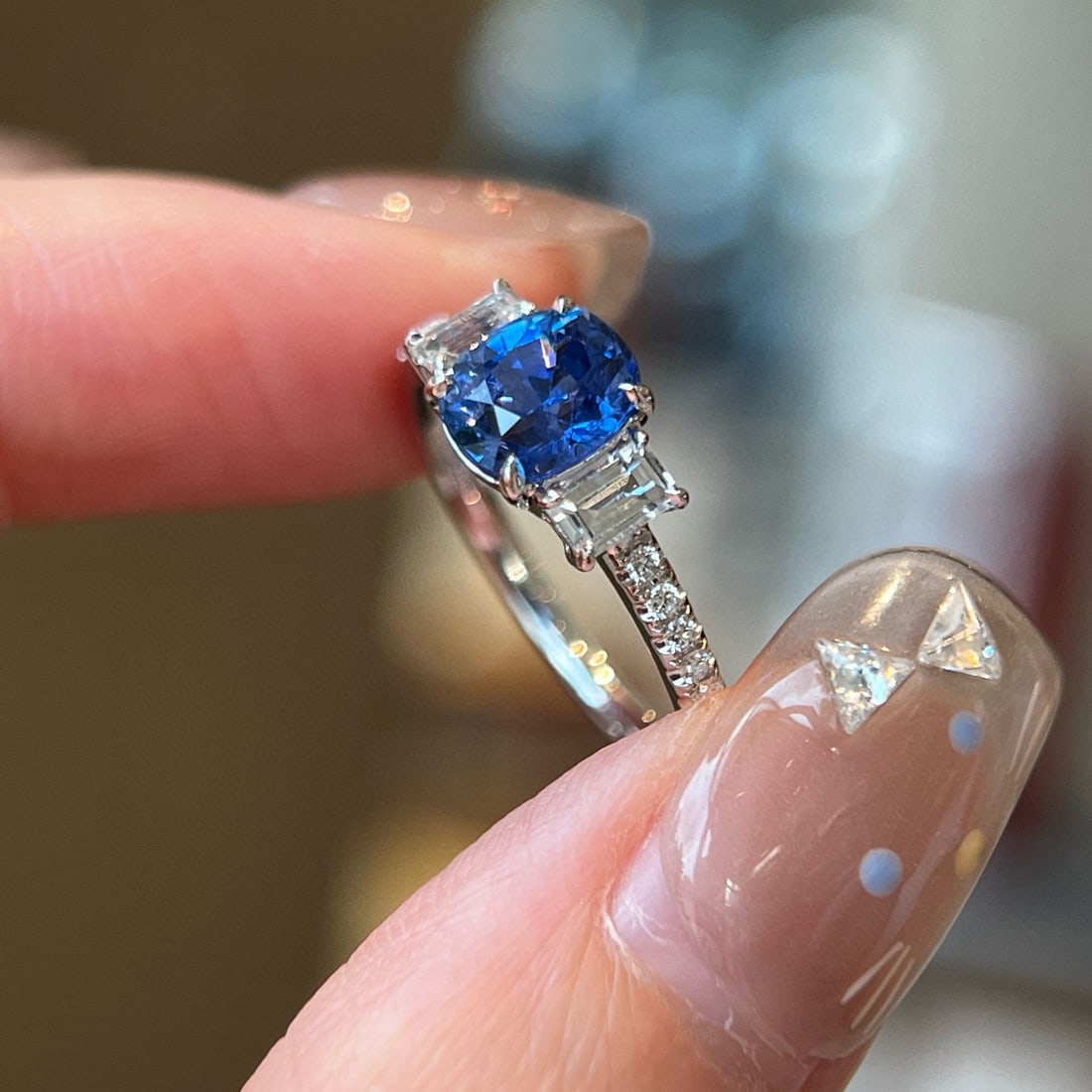 14k Gold 1.42 Ctw Natural Sapphire & Diamond Ring - 2
