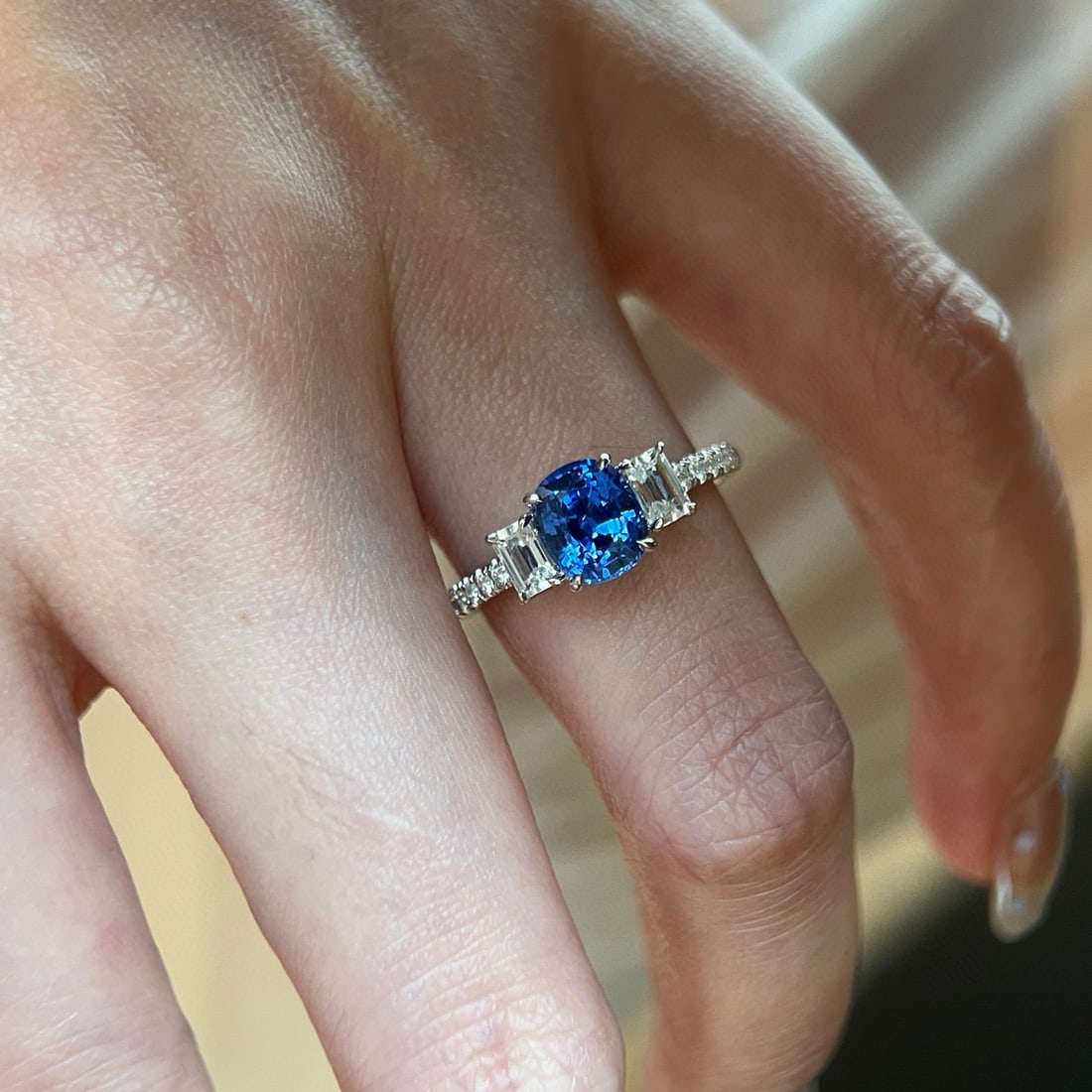 14k Gold 1.42 Ctw Natural Sapphire & Diamond Ring - 3