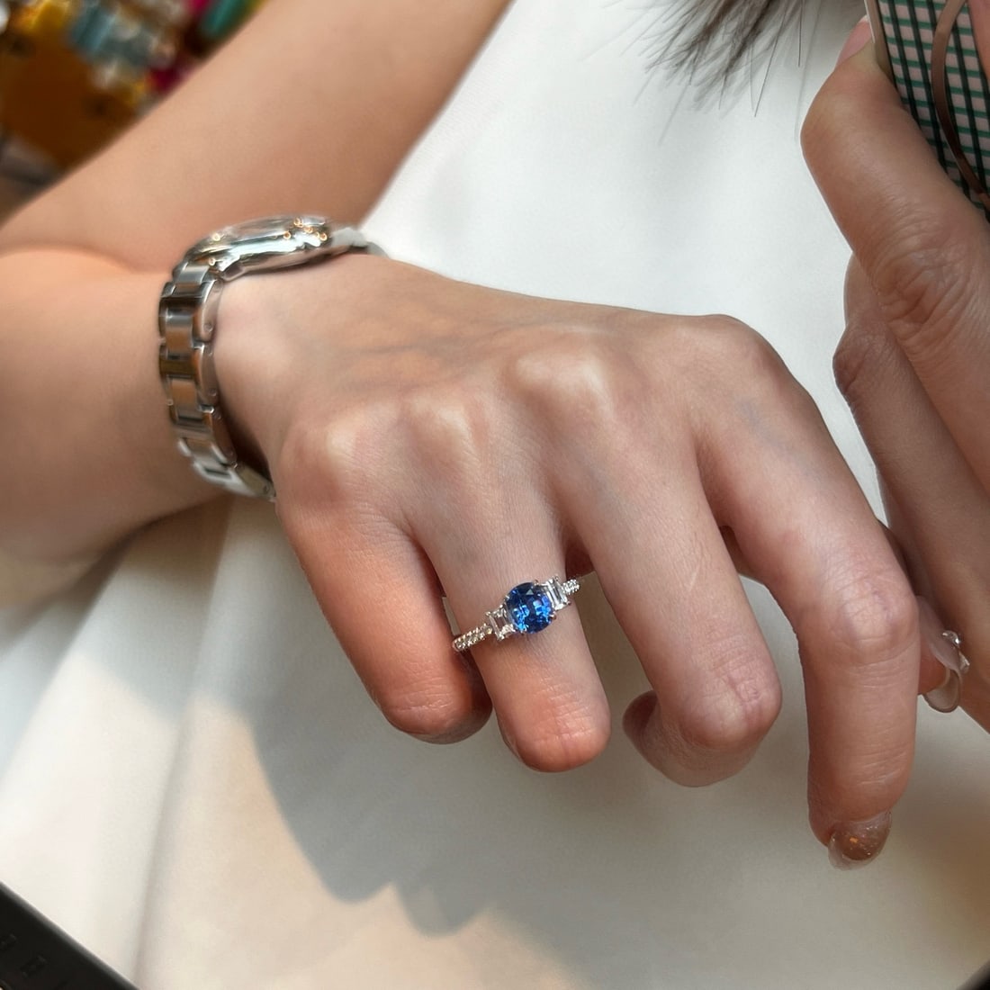 14k Gold 1.42 Ctw Natural Sapphire & Diamond Ring - 4