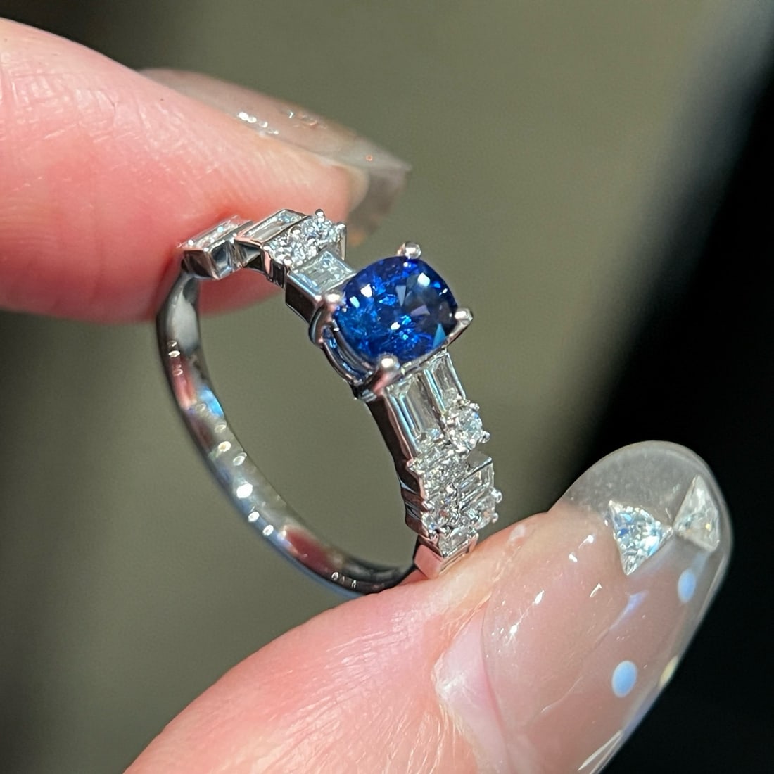 14k Gold 1.14 Ctw Natural Sapphire & Lab Grown Diamond Ring - 2