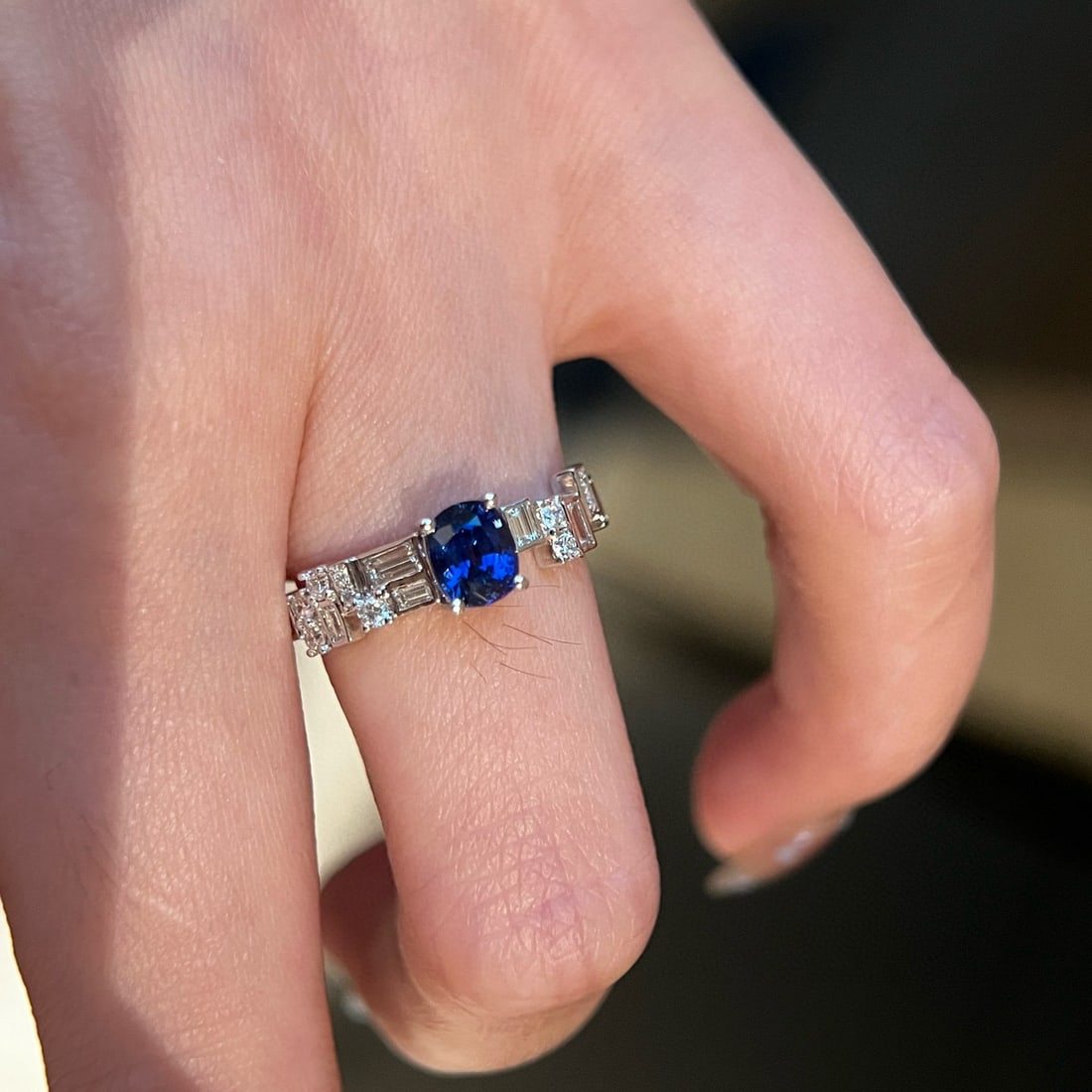 14k Gold 1.14 Ctw Natural Sapphire & Lab Grown Diamond Ring - 3