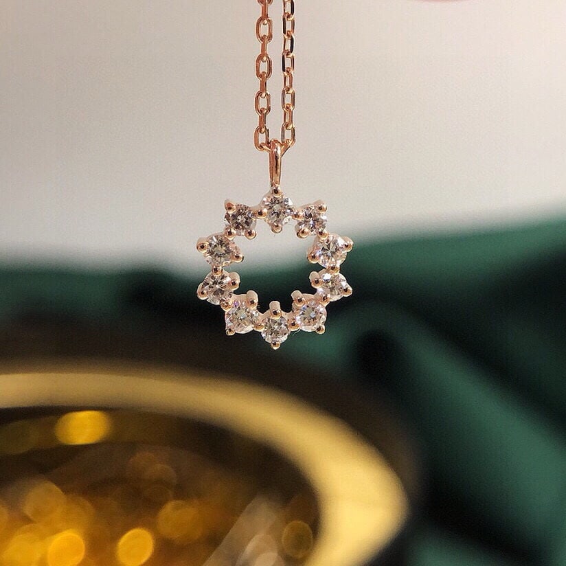 14k Gold 0.21 Ct Natural H Diamond Necklace - 2